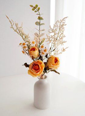 ins玫瑰小雏菊仿真花束假花干花摆设客厅餐桌茶几花艺摆件装饰品