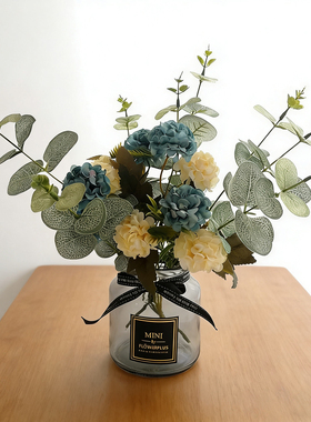 轻奢现代仿真花假花绿植尤加利软装摆设客厅餐桌插花瓶套装装饰品