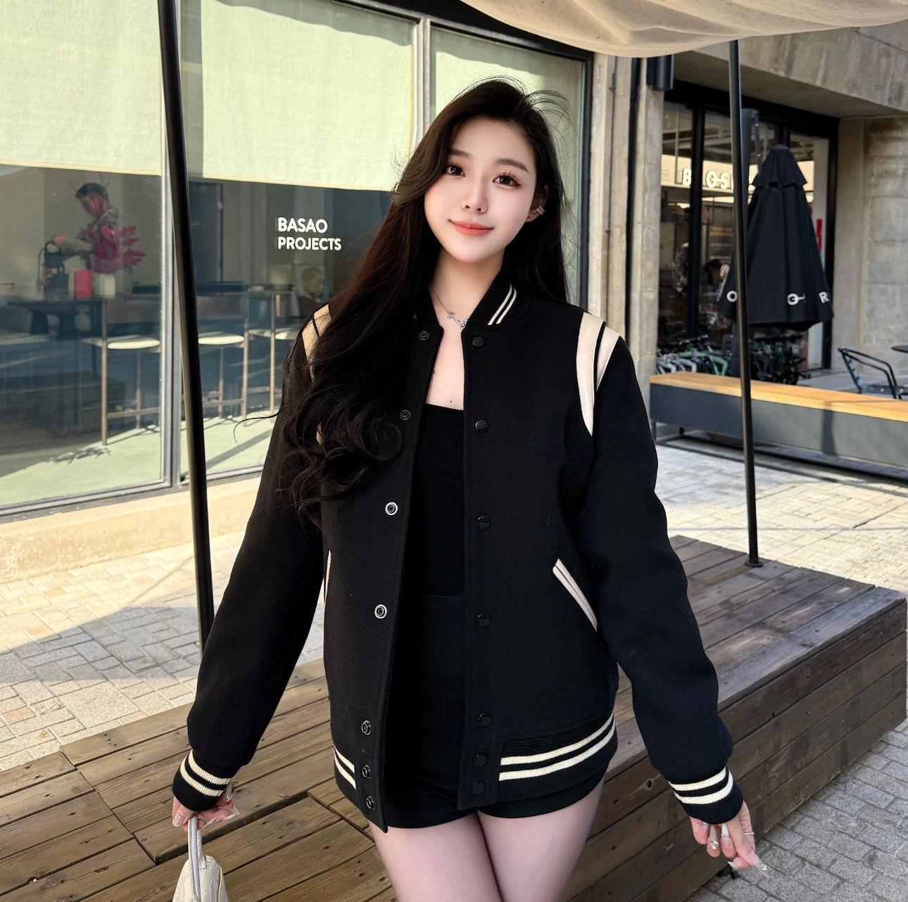 美式复古撞色羊毛棒球服小众开衫上衣夹克外套潮男女款情侣