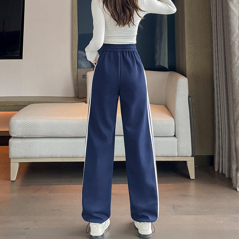 秋季新款12到15岁大童少女初中学生加长直筒阔腿运动裤子两穿卫裤