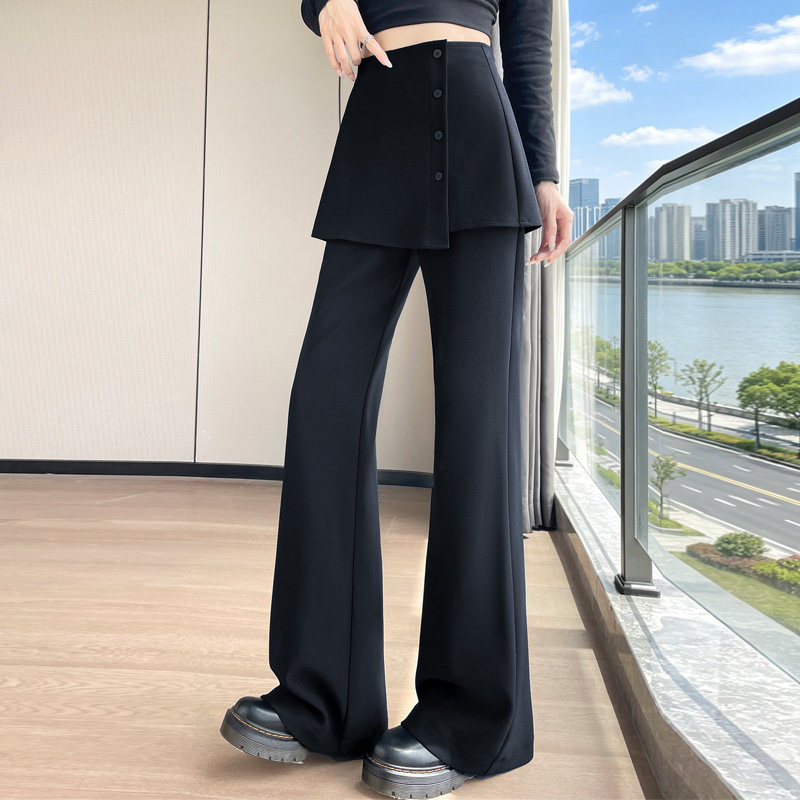 可拆卸微喇叭少女假两件休闲裤图片