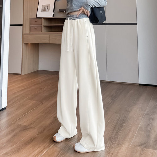 少女2026春装新款弯刀休闲阔腿裤