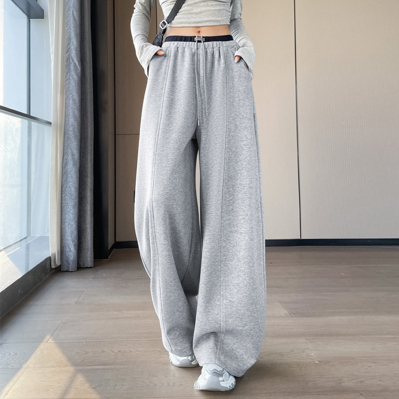 少女弯刀运动裤女春秋2026新款校服流行美式初中学生香蕉阔腿卫裤