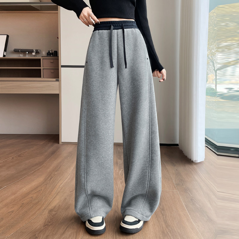 超厚羊羔绒卫裤女加绒加厚运动裤冬季藏青休闲阔腿裤保暖棉裤外穿,女装/女士精品,卫裤,淘宝优惠券,粉丝福利购,淘宝优惠卷