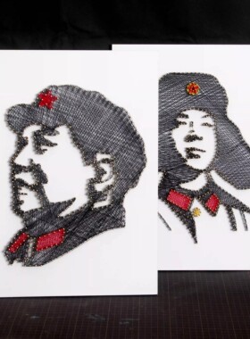 爱国手工幼儿园作业钉子画绕线画