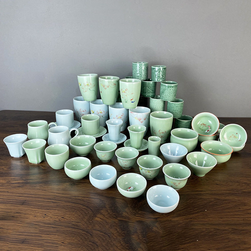 青瓷釉下彩大号功夫茶杯个人专用主人杯陶瓷品茗杯咖啡杯水杯酒杯