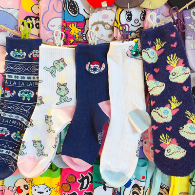 出口卡通袜可爱史迪仔史迪奇星际宝贝女款短袜短筒袜夏季袜子女袜
