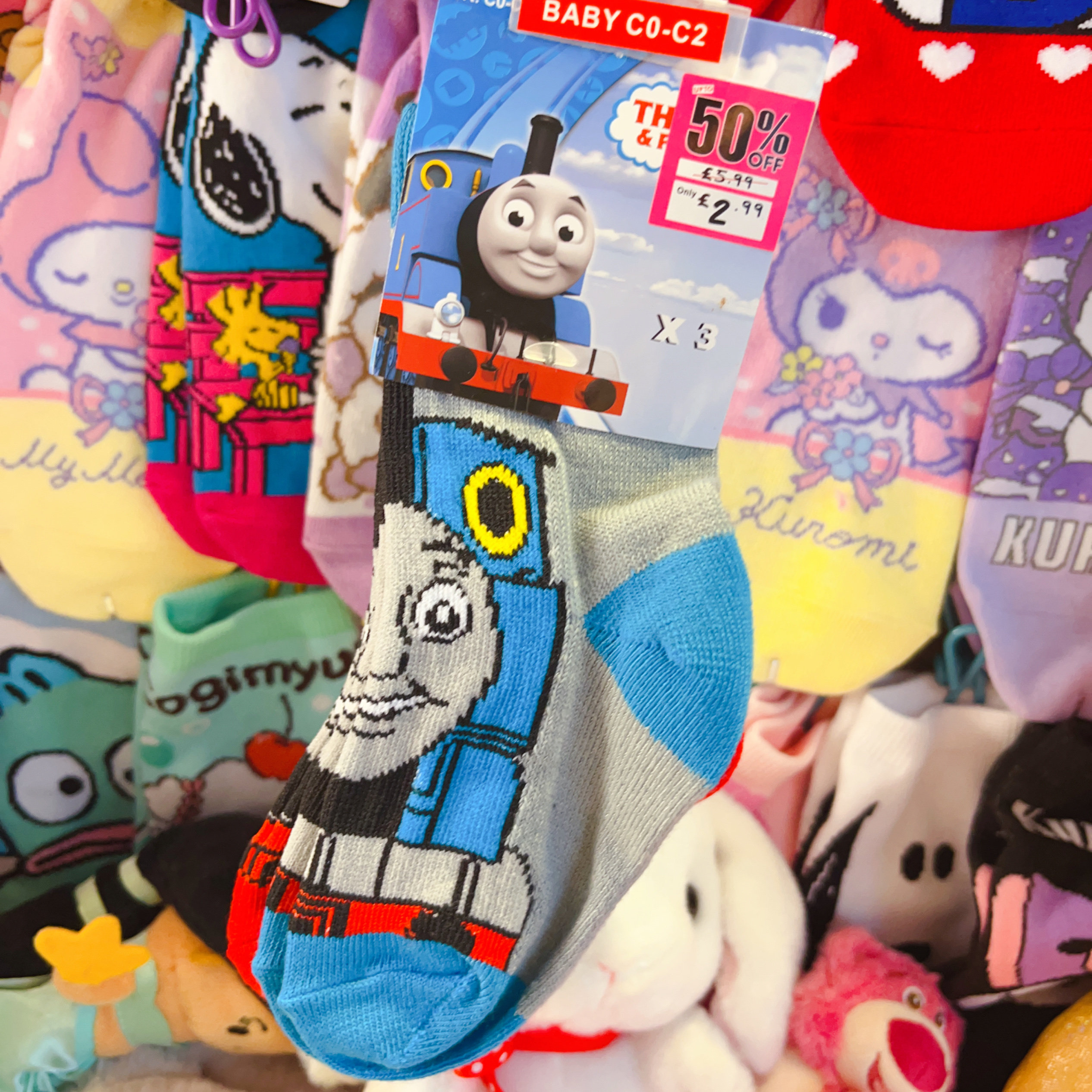 福利款 3双出口欧单可爱儿童男宝中筒袜童袜托马斯小火车可爱袜子