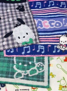 出口日单帕恰狗pc刺绣方巾小毛巾面巾棉吸水手帕方巾柔软可爱