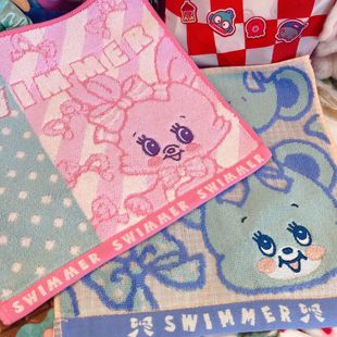 出口日本可爱中古昭和复古小兔子swimmer小毛巾纯棉吸水毛巾面巾