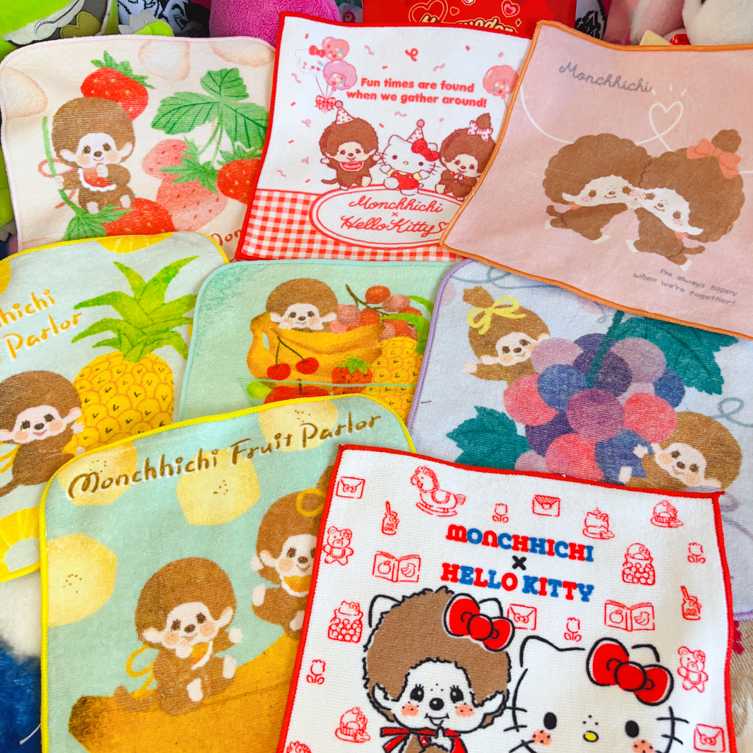 出口日本可爱方巾水果系列蒙奇Q可爱纯棉面巾小手巾