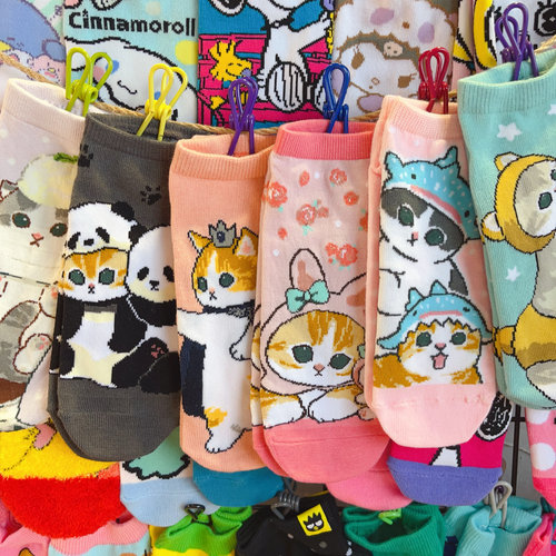 日系新品鲨鱼猫mofusand短筒袜女袜女士袜子短袜小猫咪可爱低帮袜