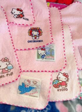 出口可爱方巾hellokitty区域限定可爱方巾棉面巾卡通小手巾7条