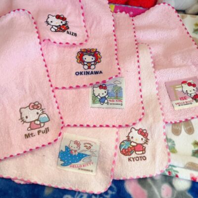 出口可爱方巾hellokitty区域限定可爱方巾棉面巾卡通小手巾7条