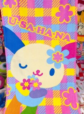 出口日本可爱中古昭和复古花小兔usahana毛巾纯棉吸水毛巾浴巾