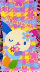 出口日本可爱中古昭和复古花小兔usahana毛巾纯棉吸水毛巾浴巾