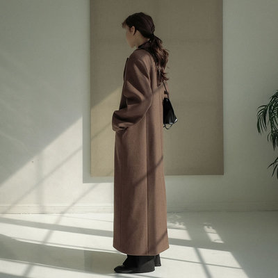 2022年新款超长毛呢大衣女到脚踝