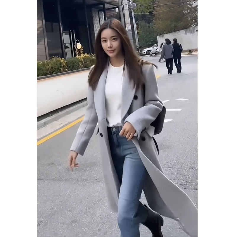 气质毛呢大衣女中长款冬季加厚