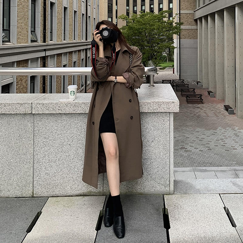风衣外套女中长款落肩袖韩版宽松图片