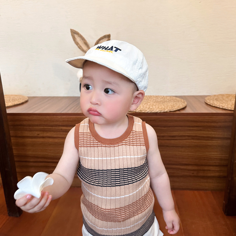 男童男宝宝条纹婴儿无袖纯棉马甲