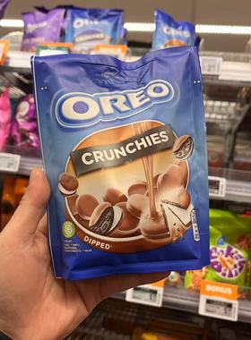 途荷兰进口OREO奥利奥迷你巧克力涂层黑巧克力夹心饼干mini薄脆片