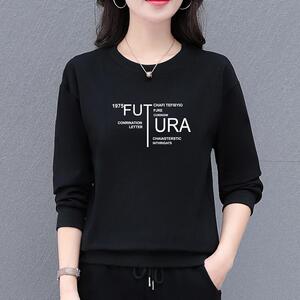圆领长袖卫衣女春秋2025新款时尚洋气中年妈妈打底衫加绒上衣图片