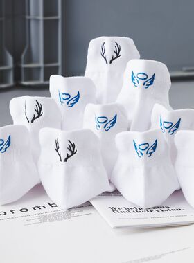 白色袜子男士夏季薄棉短袜低腰浅口潮流透气吸汗短腰船袜低帮短款