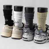 中筒笑脸长袜潮牌堆堆袜日系粗线黑色长筒薄款 白袜子男士 夏季 高腰