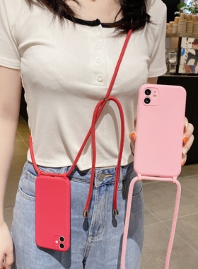斜挎挂绳苹果15prom全包镜头12手机壳适用iphone11女xs78plusxr套