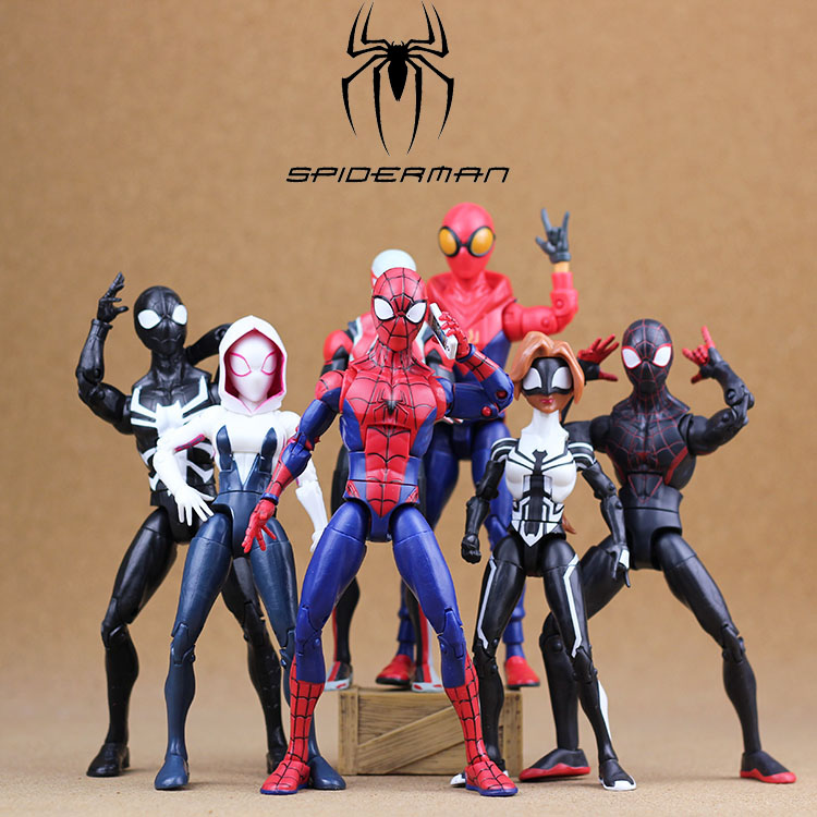 漫威蜘蛛侠系列7寸超可动人偶MARVEL公仔玩具平行宇宙迈尔斯格温
