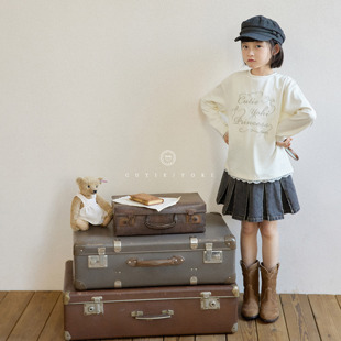 立体珍珠刺绣蕾丝长袖 复古牛仔短裙 2025女童亲子装 yoki童装