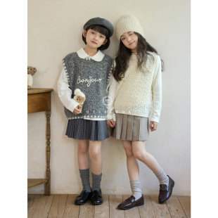 100%山羊绒亲子马甲 3条毛 CUTIEYOKI童装 女童手工刺绣羊绒衫