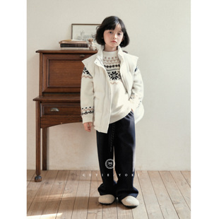 山羊绒天丝防牛仔百搭抽绳休闲裤 阔腿裤 女童亲子装 CUTIEYOKI童装