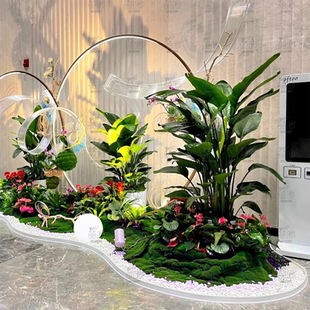 室内仿真植物景观围挡装饰条隔断办公室服装店橱窗石子仿真材料