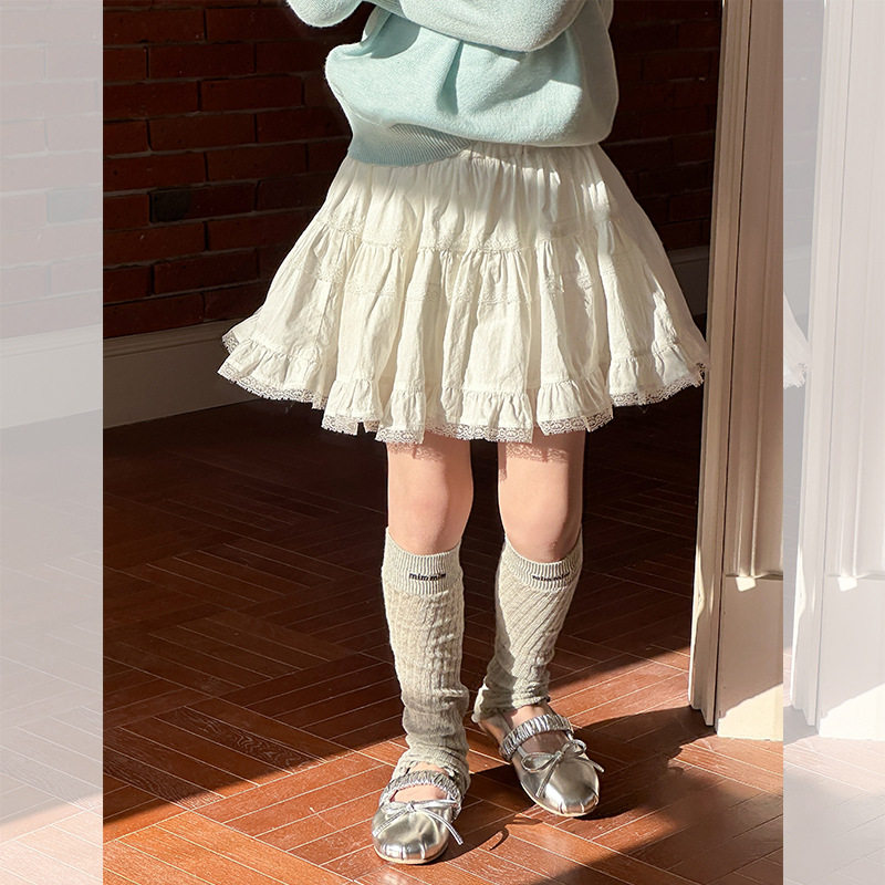女童夏季短裙薄款 儿童芭蕾裙子 女宝宝公主甜美蕾丝边半身裙纯棉