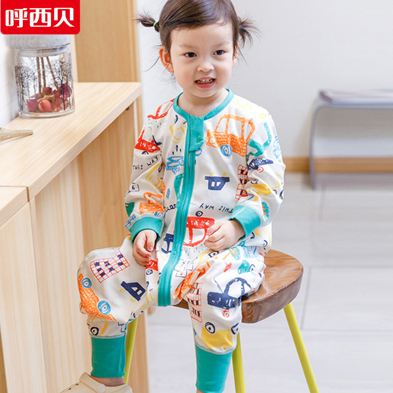 呼西贝儿童睡袋春夏款 婴儿防踢被单层睡袍薄款 学生薄睡衣空调衫