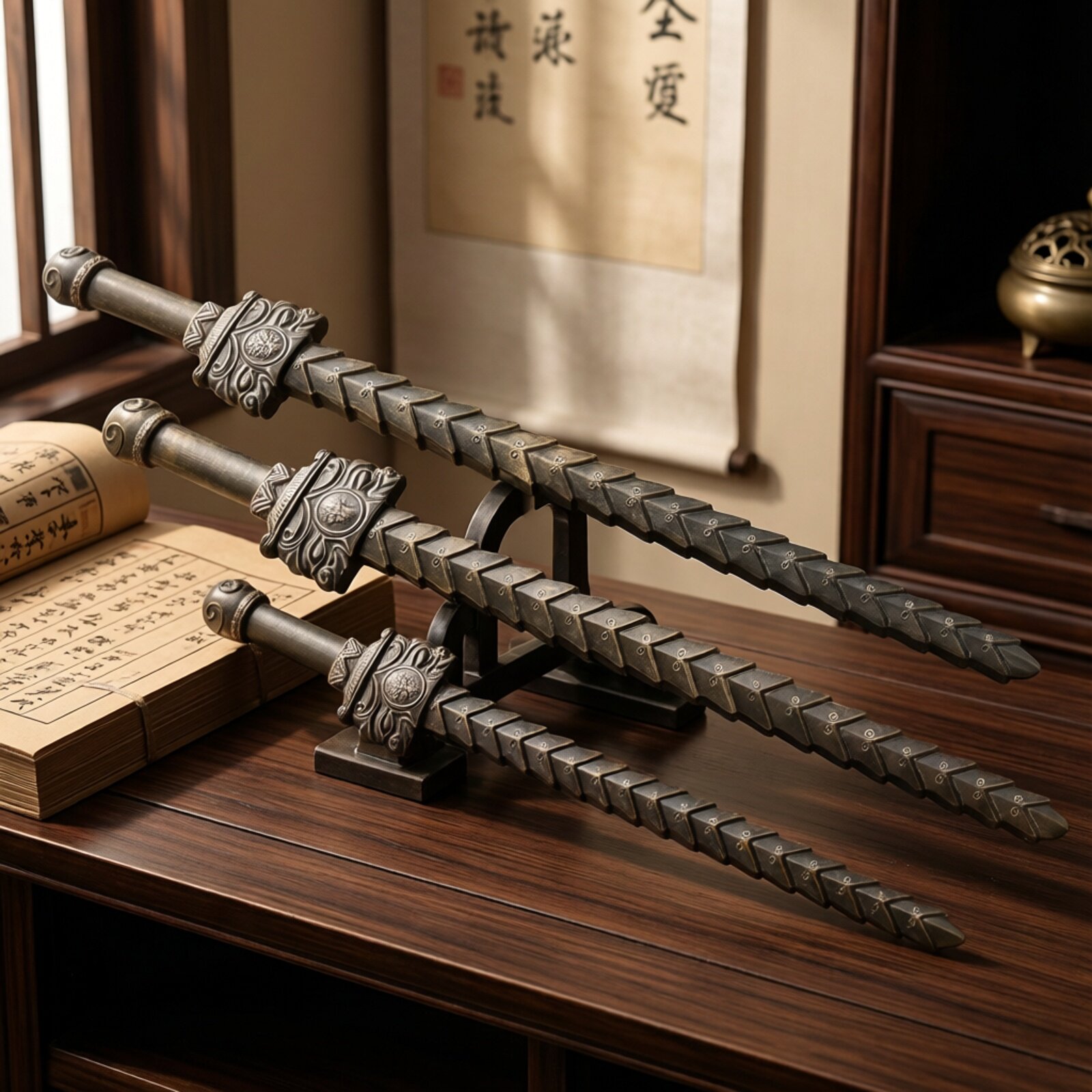 道家桃木打神鞭张天师武财神赵公明秦琼姜子牙法器桃木打神鞭摆件