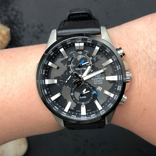 卡西欧男表两地时间石英手表防水