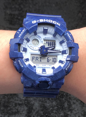 卡西欧手表青花瓷农家橡树电子男表 GA-700BWP/110/2100BWP-2APFQ