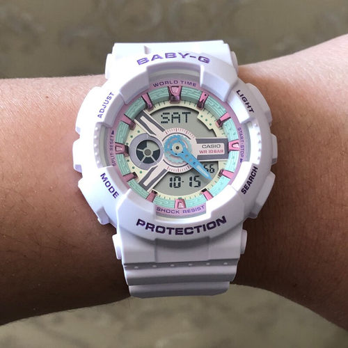 卡西欧电子双显运动女表防水手表