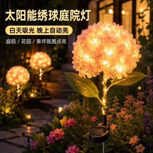 农村小院草坪花园氛围亮灯