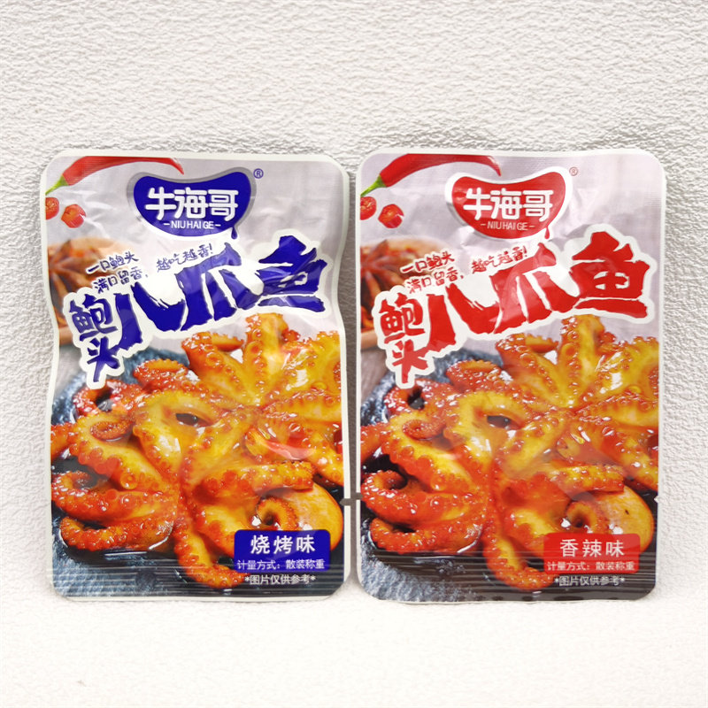 牛海哥鲍头八爪鱼500g烧烤味香辣味独立小袋称重即食解馋零食包邮
