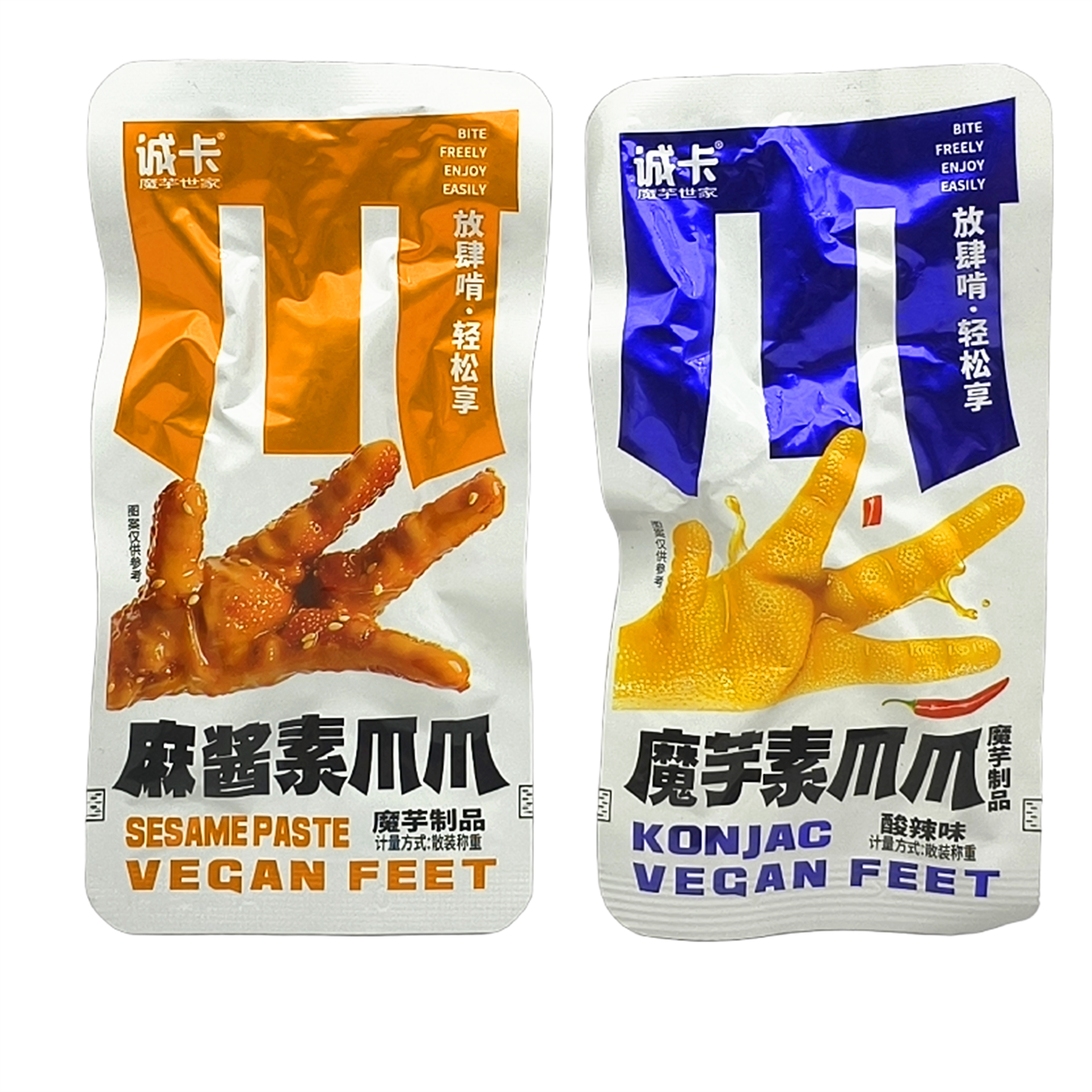 诚卡麻酱魔芋素爪爪500g酸辣味低卡魔芋制品追剧解馋素食零食包邮