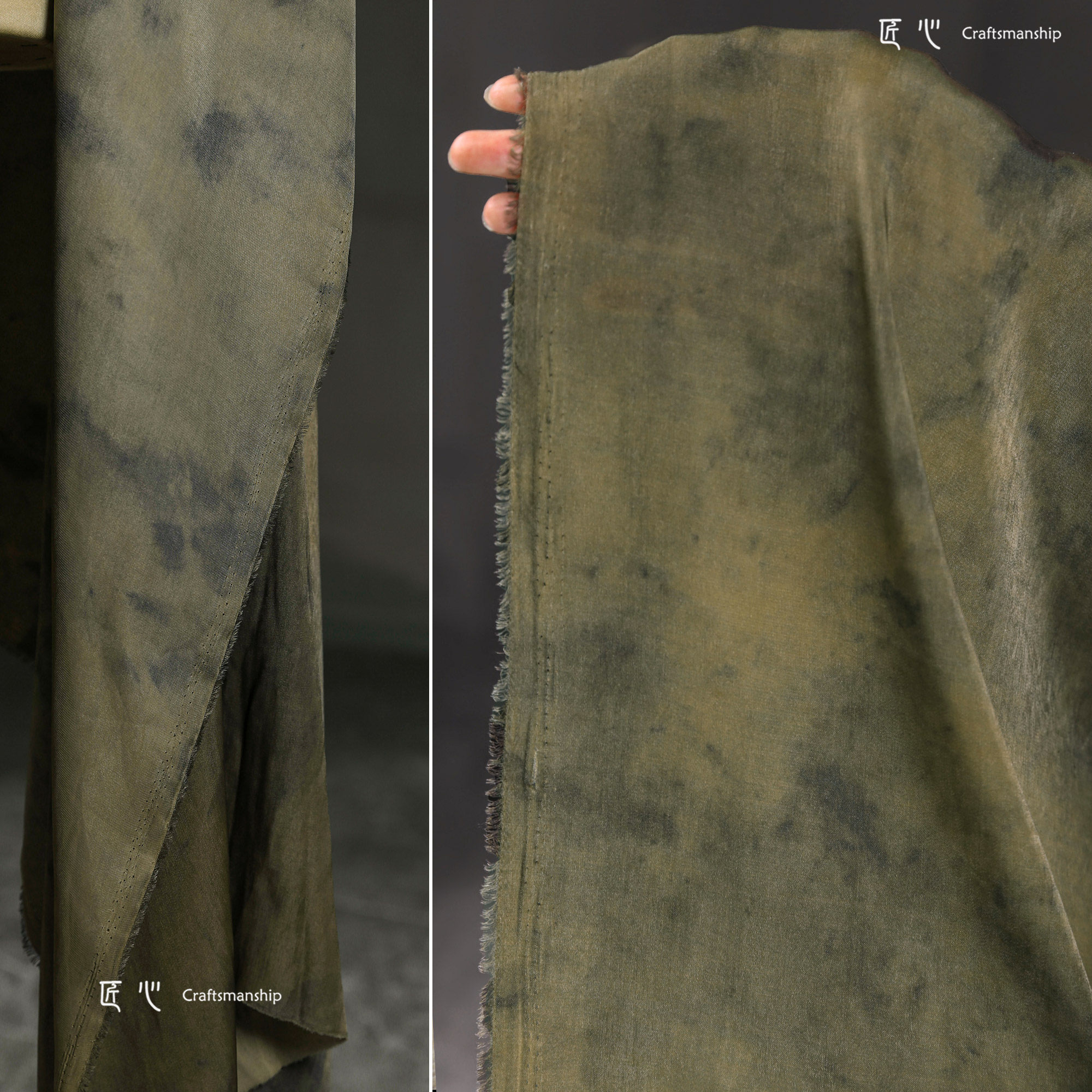 复古墨绿泼墨脏染炒色天丝棉布文艺扎染做旧衬衫裙裤服装设计面料,居家布艺,海绵垫/布料/面料/手工diy,淘宝优惠券,粉丝福利购,淘宝优惠卷