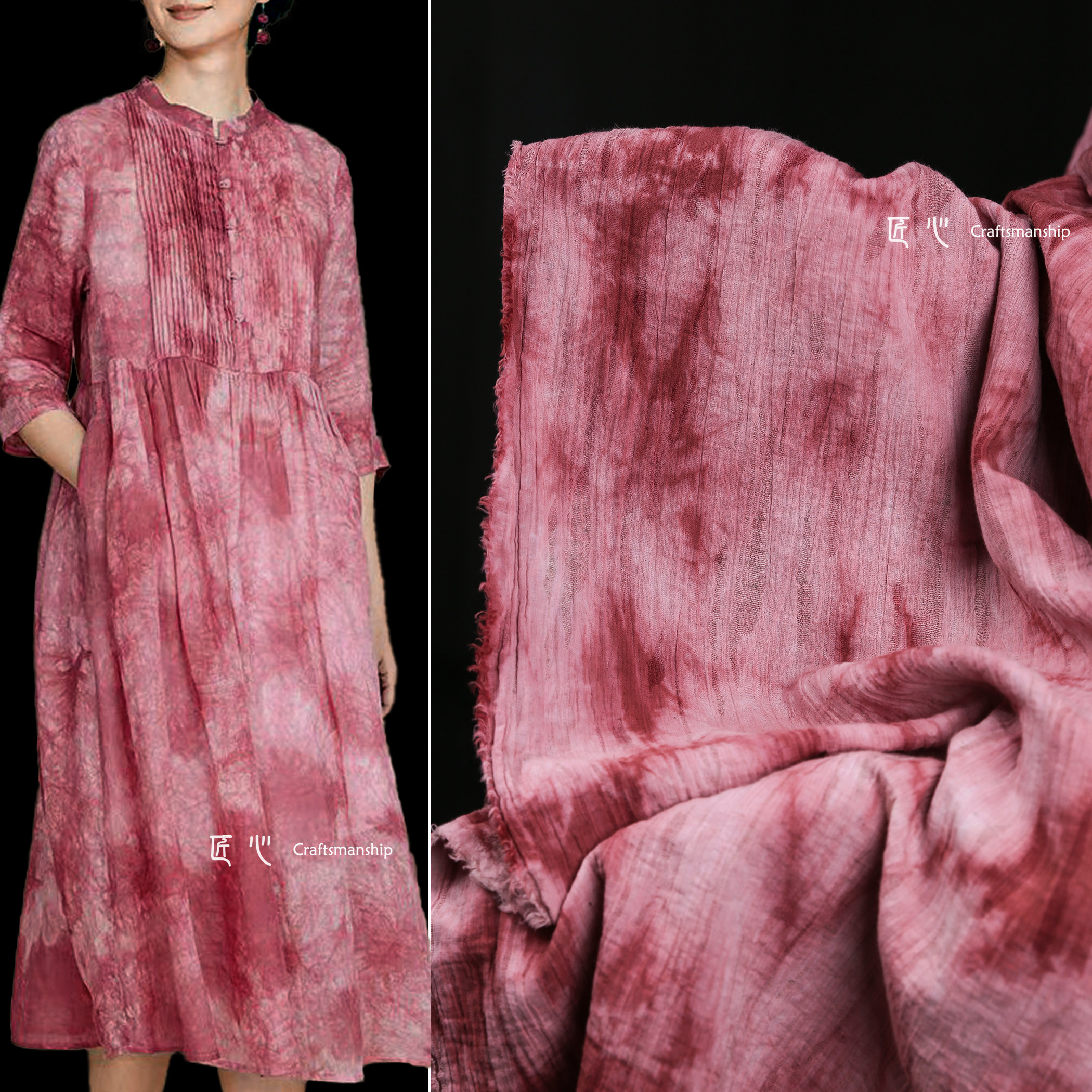 匠心汉服扎染棉麻服装设计师面料