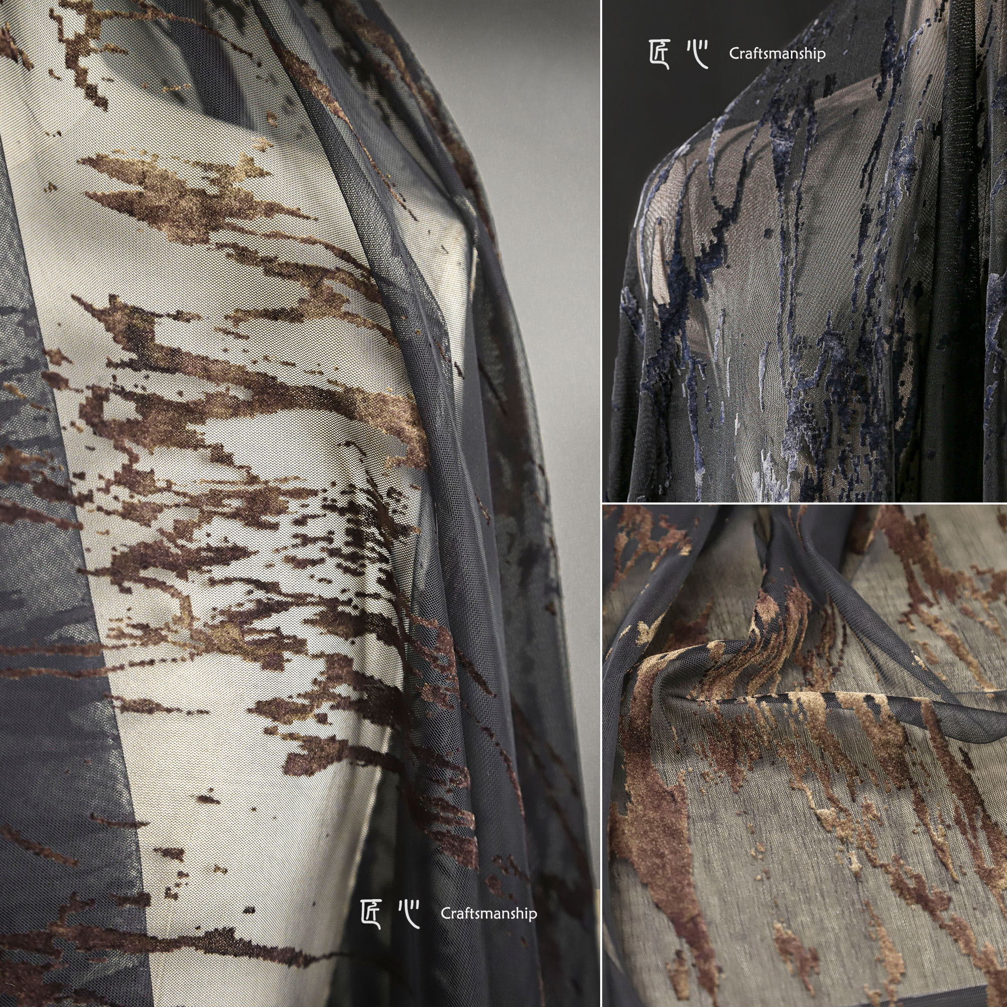 匠心闪电植绒网纱蕾丝服装布料