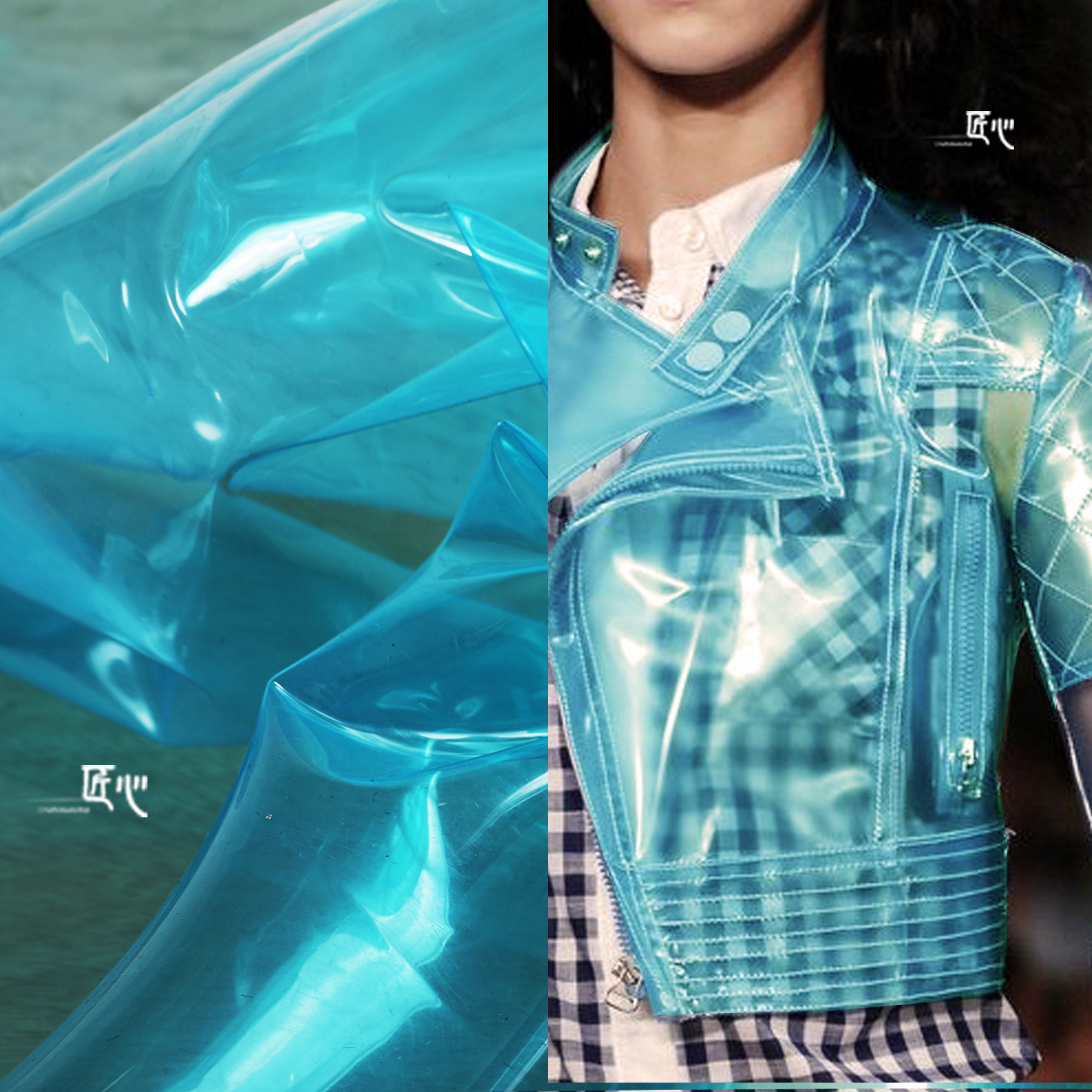 透明tpu/淡蓝色 镜面环保皮革pvc服装风雨衣薄膜防水新材料面料