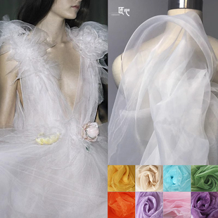 欧根纱合集加密网纱丝滑柔顺婚纱透明蓬蓬裙窗纱头纱设计师面料