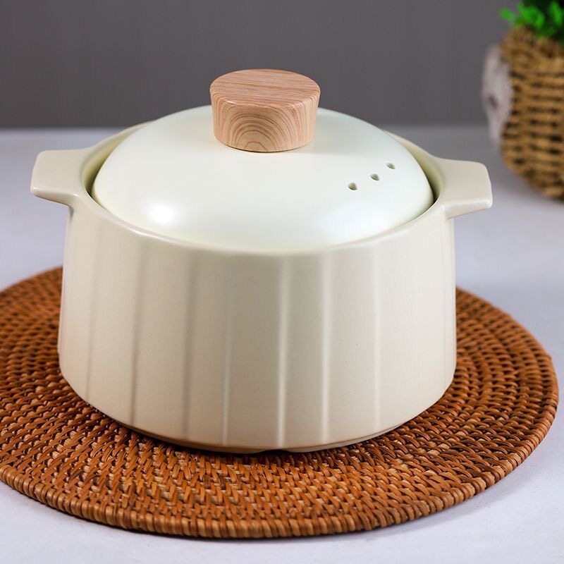 奶油风可明火砂锅瓷煲带盖保温汤锅汤碗新居送礼轻奢简约大气大锅