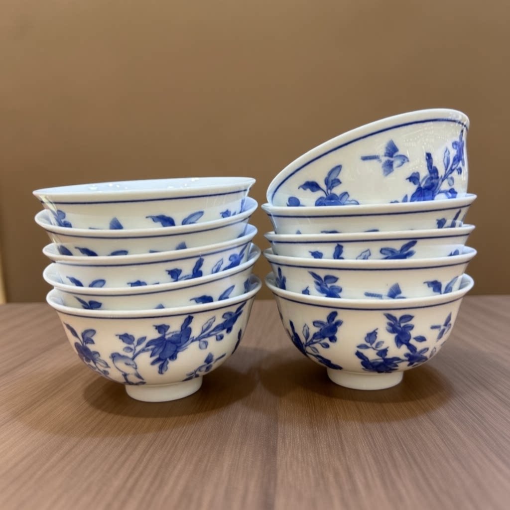 景德镇中式创意家用青花饭碗 釉下彩高颜值防烫米饭碗餐具